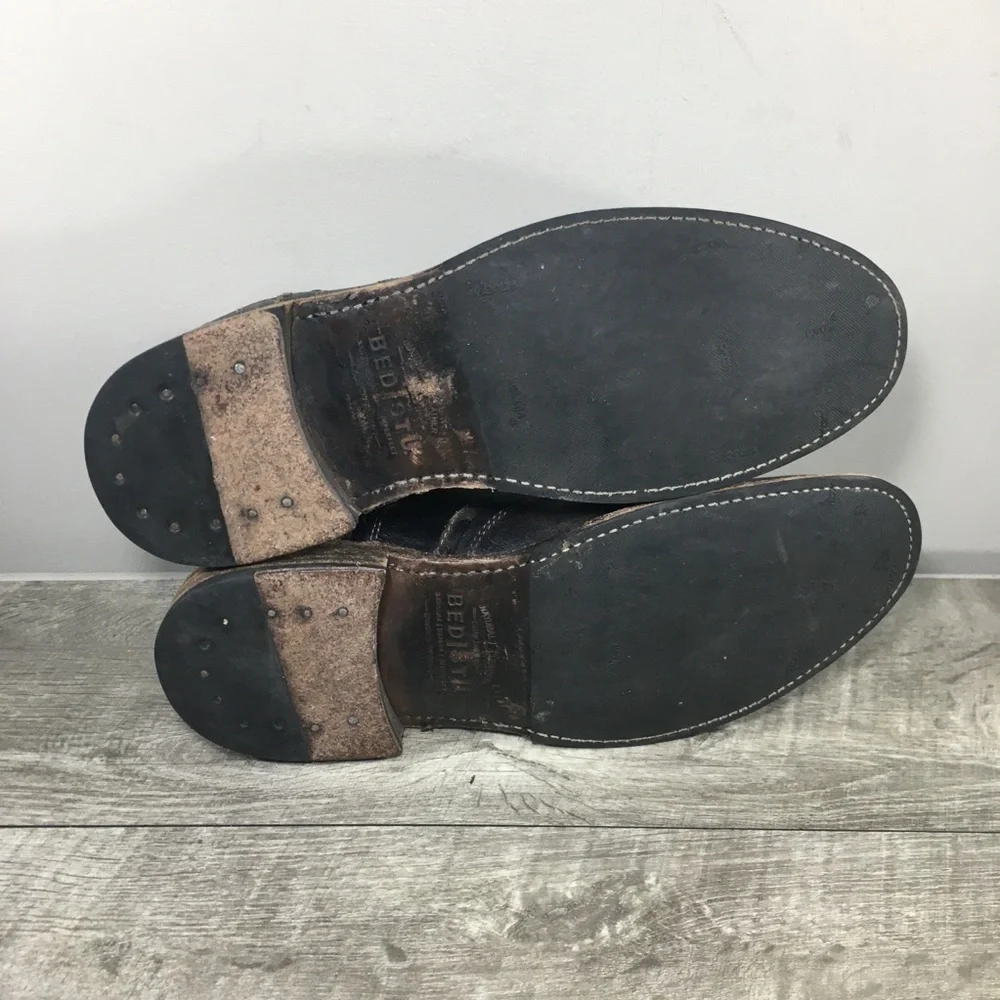 Bed Stu Prato Men’s Black Rustic Leather Slip-On Chelsea Cobbler Series Boots 9